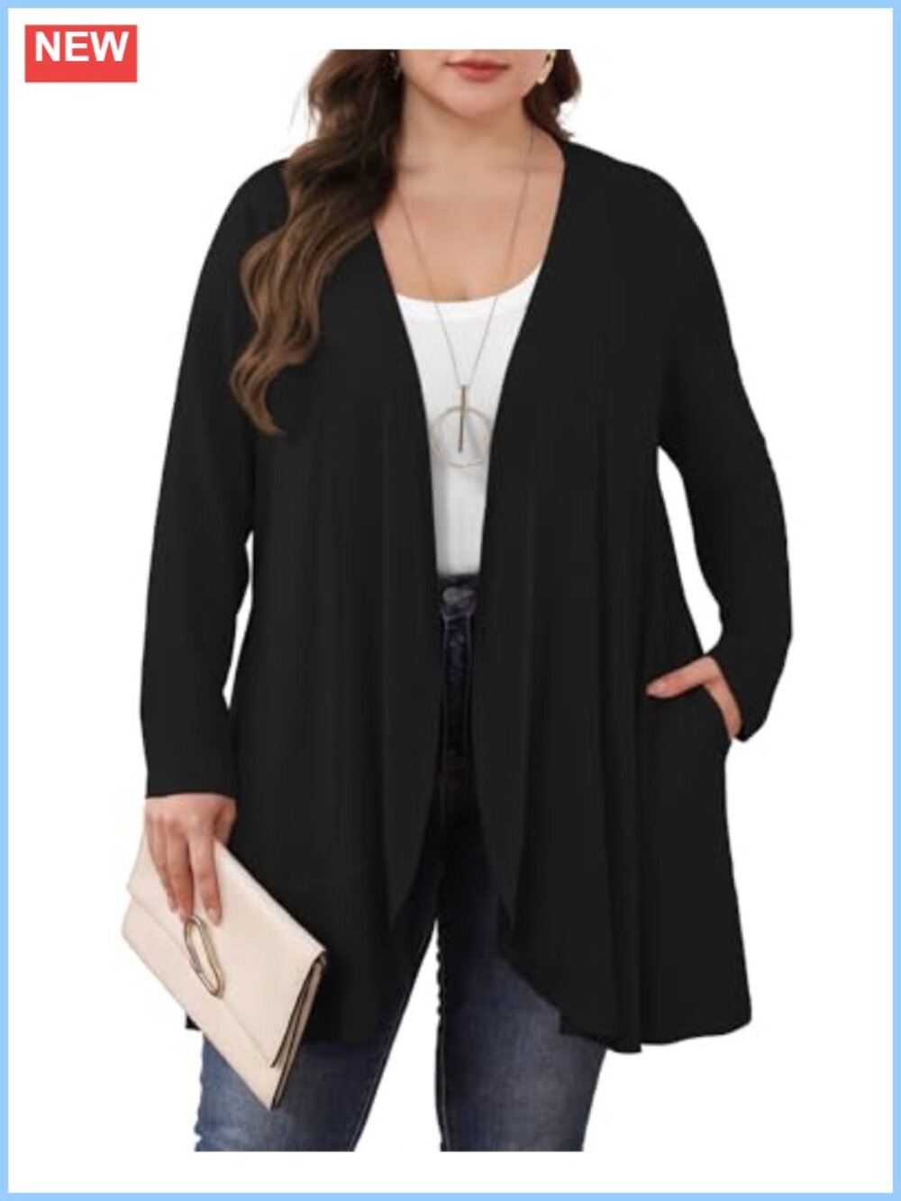 Plus Size Cardigan Lightweight Flowy Open Front with Pockets